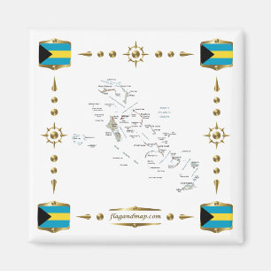 Imã Mapa das Bahamas + Magnet das Bandeiras