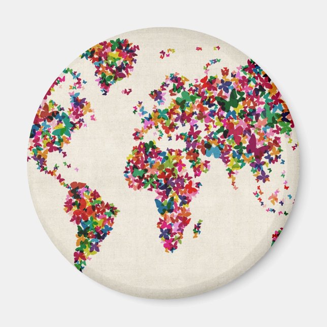 Imã Mapa das borboletas do mapa mundial (Frente)