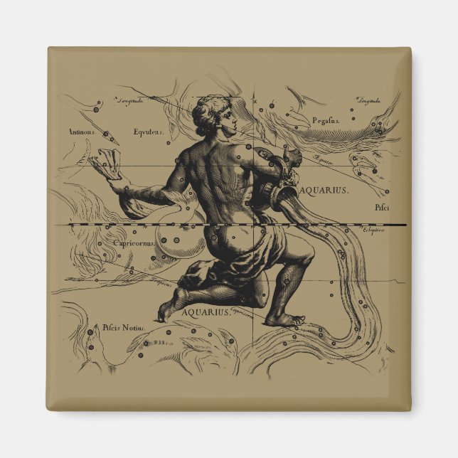 Imã Mapa das constelações de Aquarius por Hevelius (Frente)