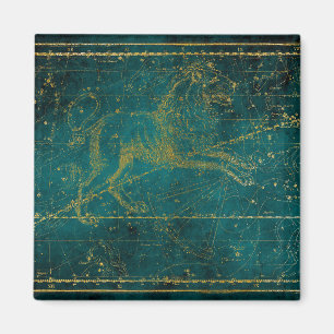 Imã Mapa das estrelas do leão verde e Dourado ilustrad