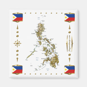 Imã Mapa das Filipinas + ímã dos sinalizadores