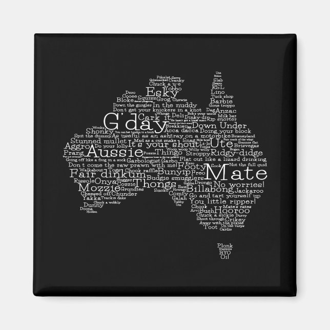 Imã mapa das gírias australianas (Frente)