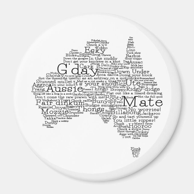 Imã mapa das gírias australianas (Frente)