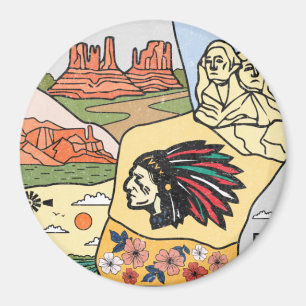 Imã Mapa das Ilhas Badlands Mt Rushmore Colinas Negras