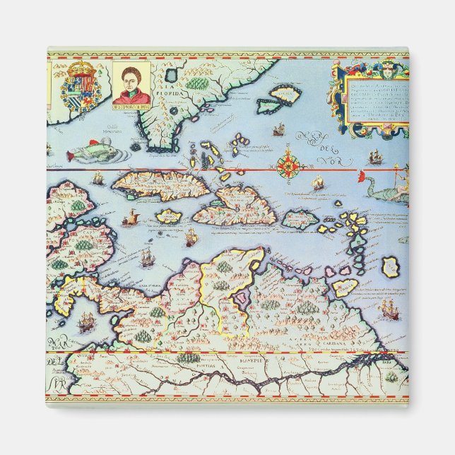 Imã Mapa das ilhas Caribes (Frente)