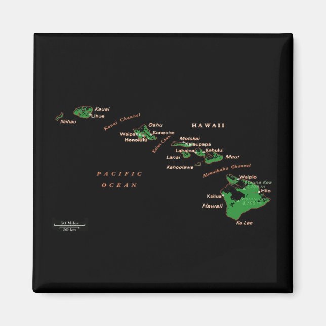 Imã mapa das ilhas havaianas (Frente)