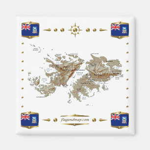 Imã Mapa das Ilhas Malvinas + Magnet