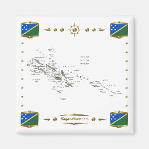 Imã Mapa das Ilhas Salomão + Magnet