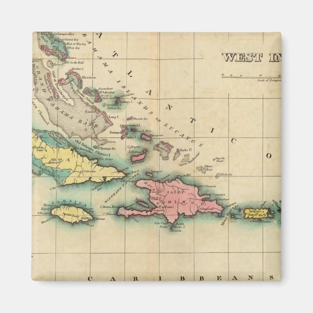Imã Mapa Das Índias Ocidentais (Frente)