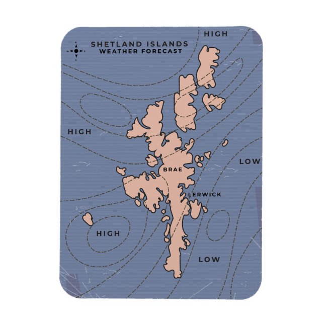 Ímã Mapa das Previsões Meteorológicas das Ilhas Shetla (Vertical)