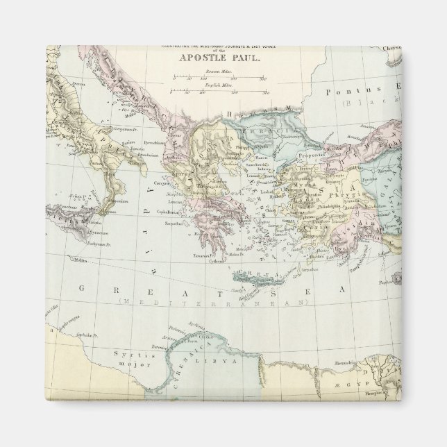 Imã Mapa das Viagens Missionárias de Apostle Paul (Frente)