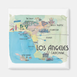 Imã Mapa das viagens vintage de Los Angeles Califórni