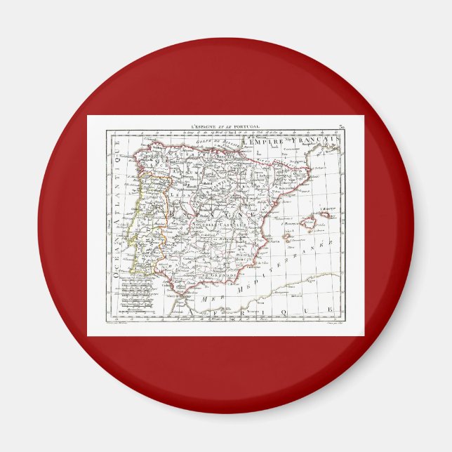 Imã Mapa de 1806 - L'Espagne et le Portugal (Frente)