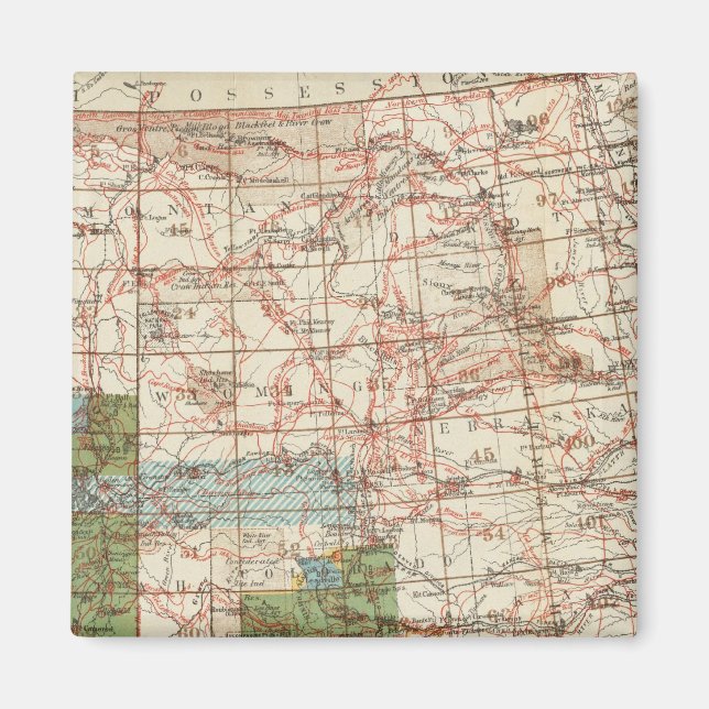 Imã Mapa de 1880 dos Inquéritos Geográficos dos EUA (Frente)