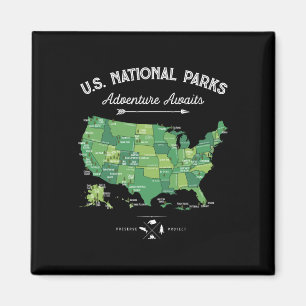Imã Mapa de 63 Parques Nacionais Us Parque Retro Vinta