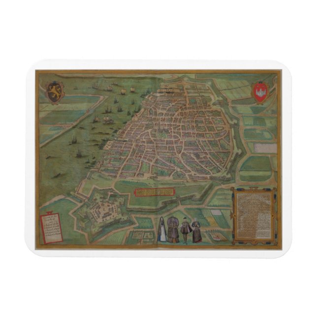 Ímã Mapa de Antuérpia, de Civitates Orbis Terrarum, po (Horizontal)