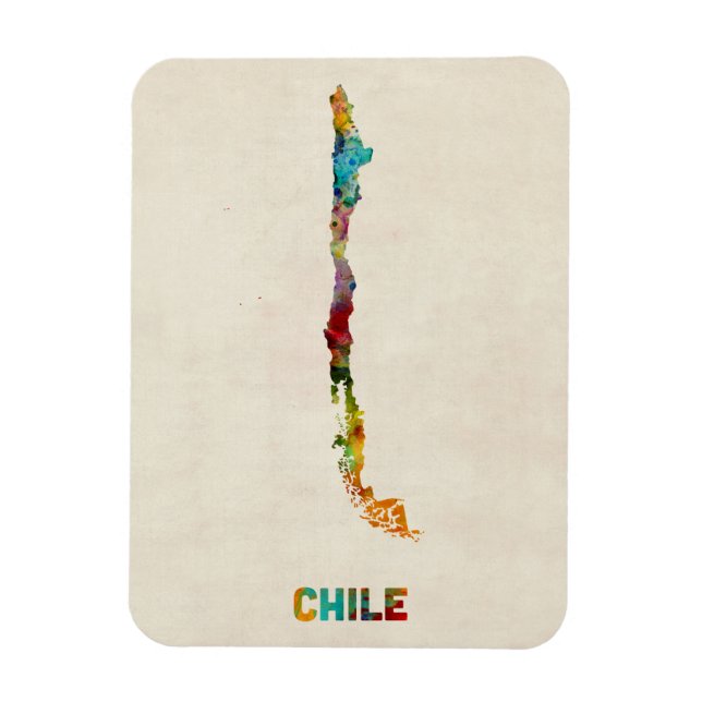 Ímã Mapa de Aquarela do Chile (Vertical)