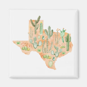 Imã Mapa de Aquarela Suculta do Texas Cactos Cactos
