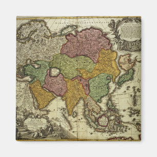 Imã Mapa de Ásia, Nuremberg, c.1730