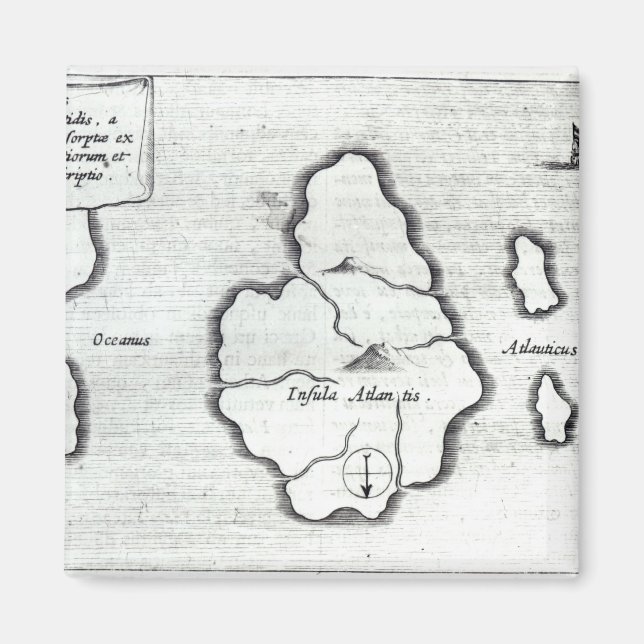 Imã Mapa de Atlantis, de Mundus Subterraneus (Frente)