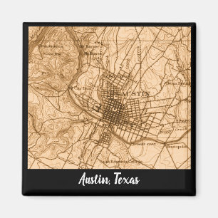 Imã Mapa de Austin Vintage