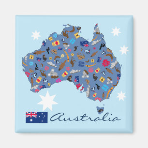 Imã Mapa de Austrália com artigos culturais