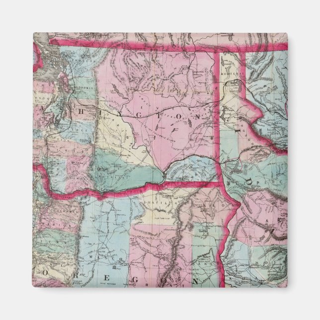 Imã Mapa de Bancroft em Oregon, Washington, Idaho (Frente)