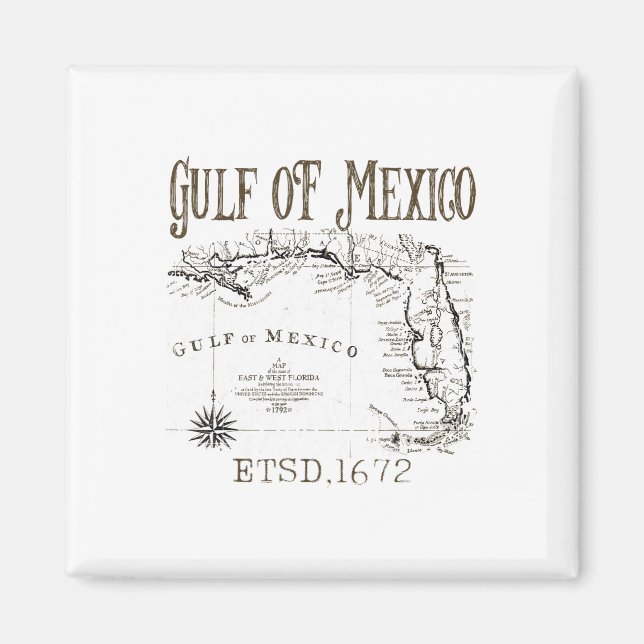Imã Mapa De Bandeiras Do Golfo Do México, Funny Améric (Frente)