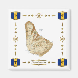 Imã Mapa de Barbados + Imagem de Sinalizadores