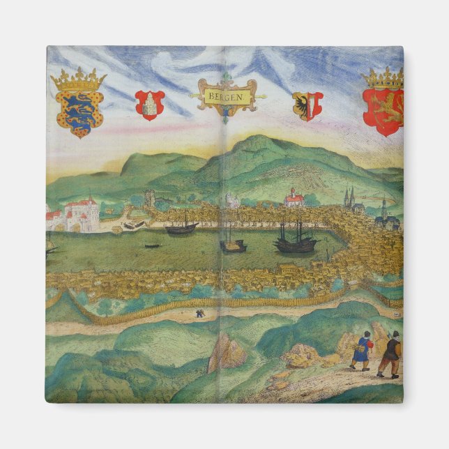 Imã Mapa de Bergen, de Civitates Orbis Terrarum, por (Frente)