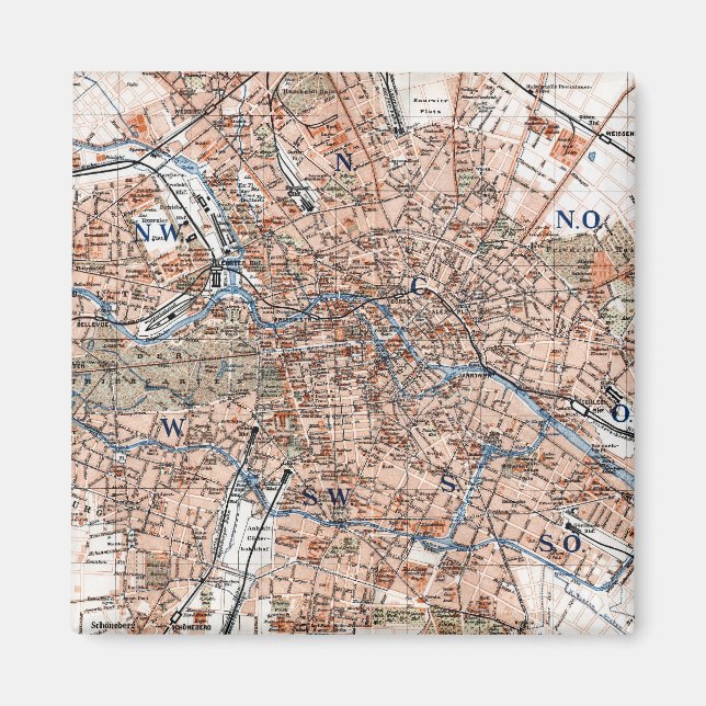 Imã Mapa de Berlim Alemanha (1894) (Frente)