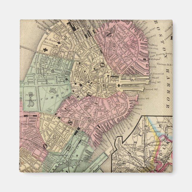 Imã Mapa de Boston por Mitchell (Frente)