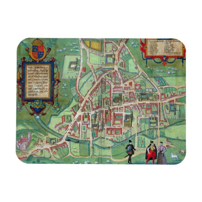 Ímã Mapa de Cambridge, de Civitates Orbis Terrarum (Horizontal)
