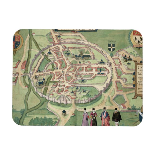 Ímã Mapa de Canterbury, de Civitates Orbis Terrarum (Horizontal)