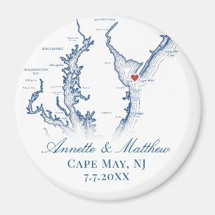 Imã Mapa de Cape May NJ Favor de Casamento Lembrança