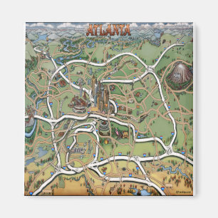 Imã Mapa de Cartoons da Atlanta Georgia