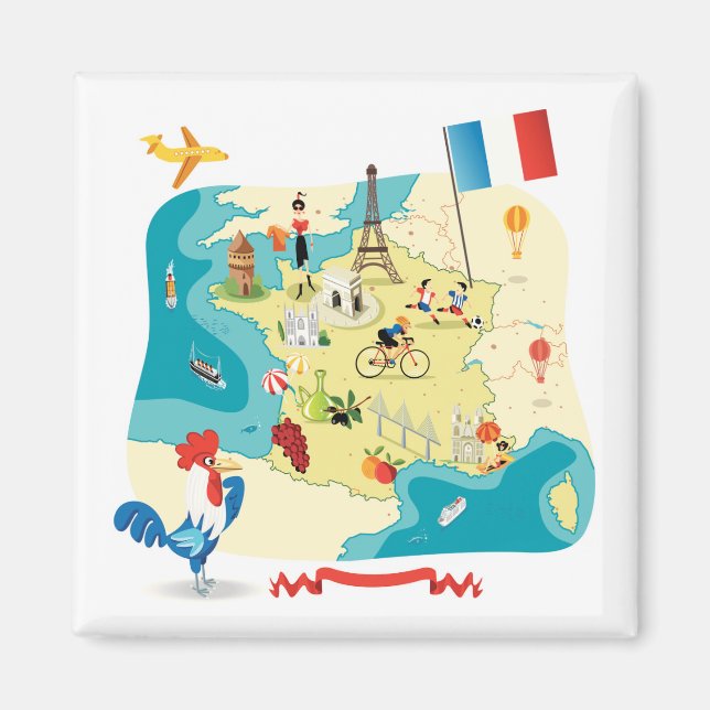 Imã Mapa de Cartoons da França (Frente)