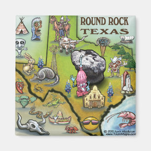 Imã Mapa de Cartoons do Round Rock Texas
