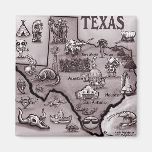 Imã Mapa de Cartoons do Texas Antigo