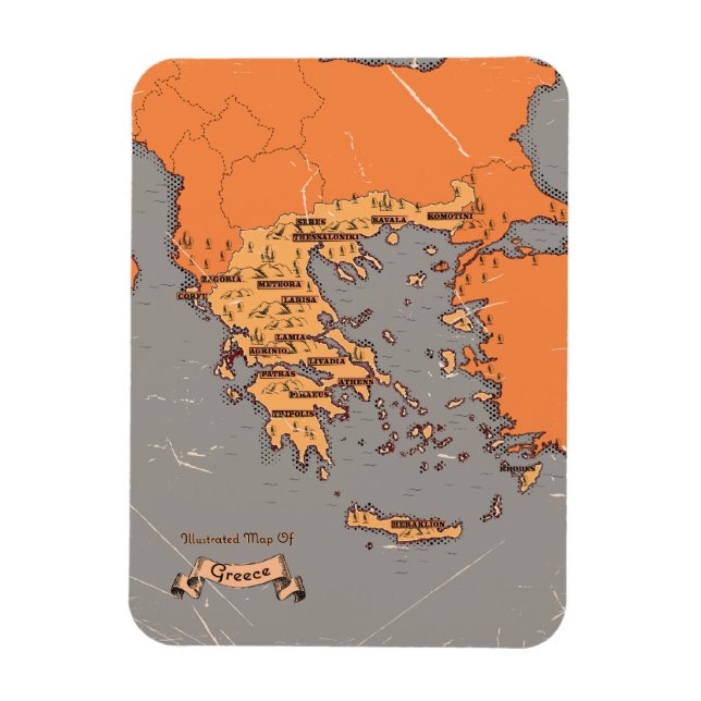 Ímã Mapa de Condados Antigos da Grécia (Vertical)