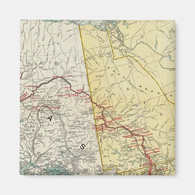 Imã Mapa De Conexões E Rotas Do Yukon E Passe Branco (Frente)