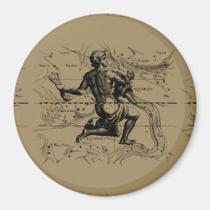Imã Mapa de Constelação de Aquário Hevelius 1690 em Ta