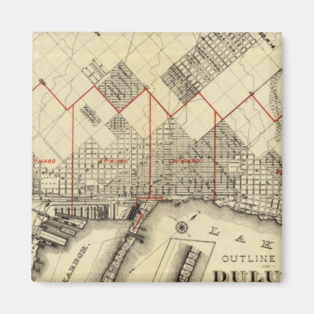 Imã Mapa de Contorno de Duluth e Suburbs (Frente)