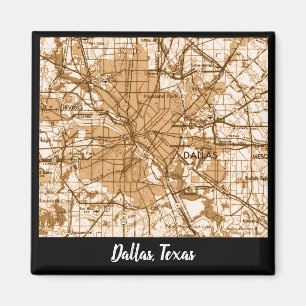 Imã Mapa de Dallas Vintage