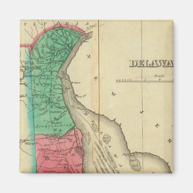 Imã Mapa De Delaware (Frente)