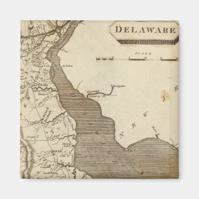 Imã Mapa de Delaware por Arrowsmith (Frente)