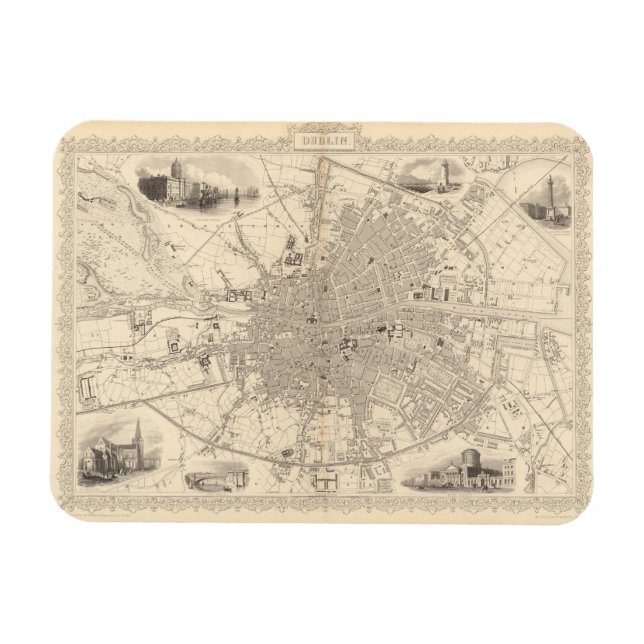 Ímã Mapa de Dublin, Irlanda (Horizontal)
