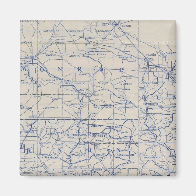 Imã Mapa de Estradas Bicicletas de Wisconsin (Frente)