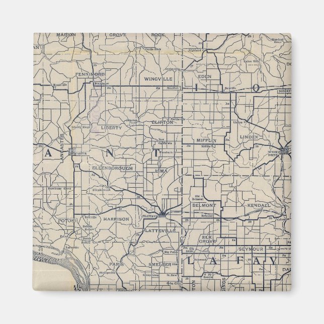 Imã Mapa de Estradas Bicicletas de Wisconsin 8 (Frente)