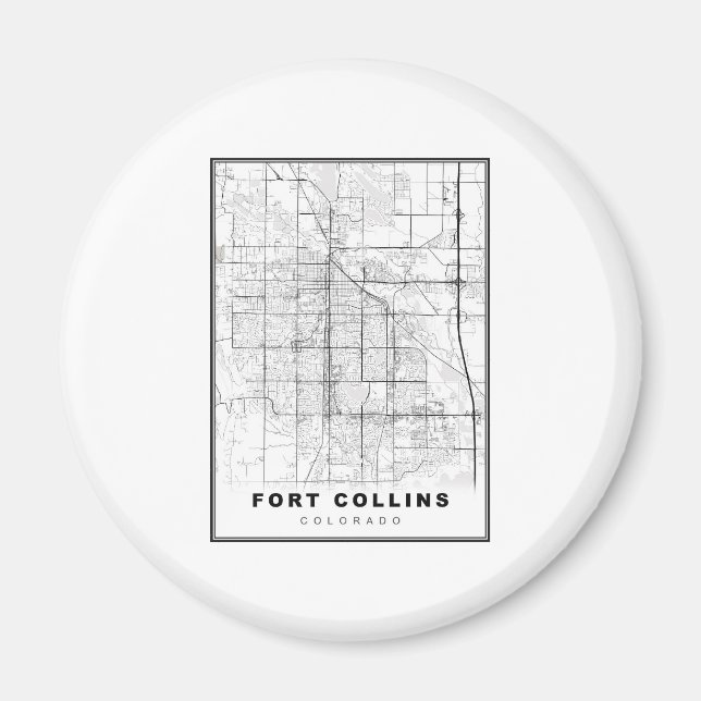 Imã Mapa de Fort Collins (Frente)